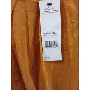 NY Collection Petite Swiss Dot Midi Dress Mustard Yellow 3/4 Sleeve PL NEW